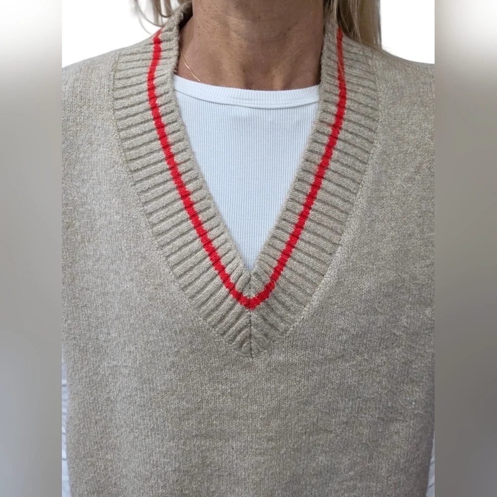Free People One Size Oversized Sweater Vest Side Tie Boho Preppy Layering Knit